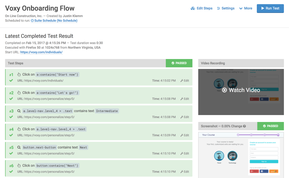 screenshot of Ghost Inspector
